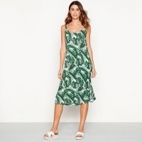 Debenhams  The Collection - Green palm print V-neck midi dress