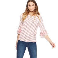 Debenhams  The Collection - White striped floral bell sleeve top