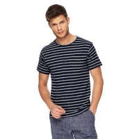 Debenhams  Red Herring - Navy textured striped slim fit t-shirt