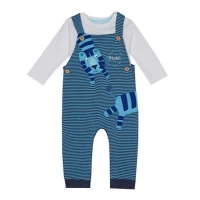 Debenhams  bluezoo - Baby boys blue tiger applique dungarees and bodys