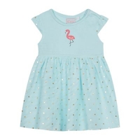 Debenhams  bluezoo - Baby girls green jersey flamingo embroidered dre