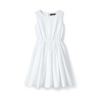 Debenhams  Lands End - Girls White sleeveless dress in broderie angla
