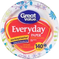Walmart  Great Value Everyday Premium Paper Plates, 10 1/16 Inch, 140 Cou