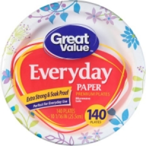 Great Value Everyday Premium Paper Plates, 10 1/16 Inch, 140 Cou