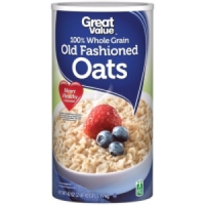 Great Value 100% Whole Grain Old Fashioned Oats 42 oz Canist