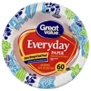 Great Value Everyday Paper Premium Bowls, 60 Count