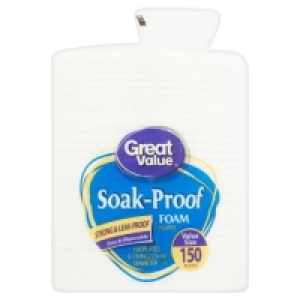 Walmart  Great Value Soak-Proof Foam Plates, Value Pack, 8 7/8 Inch, 150 