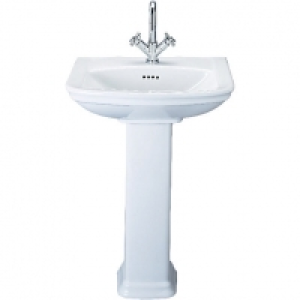 Wickes Belize 2 Tap Hole Basin with Full Pedestal - 600mm £80.00