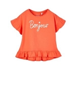 Debenhams  Outfit Kids - Girls red bonjour slogan t-shirt