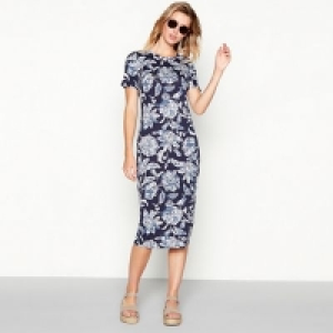 The Collection - Navy floral print round neck short sleeve m