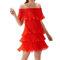 Debenhams  Coast - Red Tessa tiered pleated bardot dress