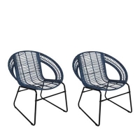 Debenhams  Debenhams - Set of 2 blue round rattan lounge chairs