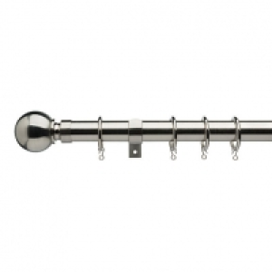 Universal Curtain Pole with Ball Finials - Satin Steel 28mm  £39.99
