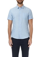 Debenhams  Burton - Light blue short sleeve linen shirt