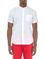 Debenhams  Burton - White short sleeve linen grandad shirt