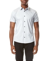 Debenhams  Burton - Light grey stretch skinny fit short sleeve shirt