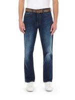 Debenhams  Burton - Green cast vintage straight leg belted jeans