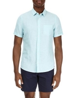 Debenhams  Burton - Mint short sleeve linen shirt
