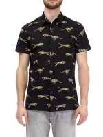 Debenhams  Burton - Black short sleeve cheetah print shirt