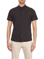 Debenhams  Burton - Black textured plisse short sleeve shirt