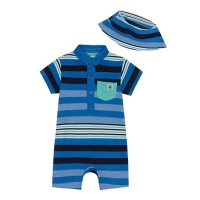 Debenhams  J by Jasper Conran - Baby boys blue striped polo romper su