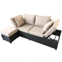 Homebase Marquee Pembridge Rattan 3 Seater Garden Sofa with Adjustable Sides