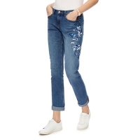 Debenhams  The Collection - Mid blue floral embroidered girlfriend jean