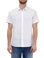 Debenhams  Burton - White short sleeve textured stretch shirt