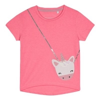 Debenhams  bluezoo - Girls Pink unicorn bag applique t-shirt