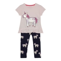 Debenhams  bluezoo - Girls pink sequinned unicorn top and leggings set