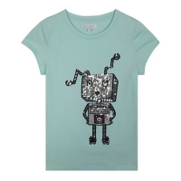 Debenhams  bluezoo - Girls aqua sequin robot t-shirt