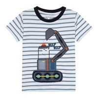 Debenhams  bluezoo - Boys white striped digger applique t-shirt