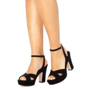 Faith - Black suedette Dorm high block heel ankle strap sa