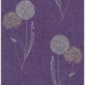 Graham & Brown Essence Alium Decorative Wallpaper Damson 10m