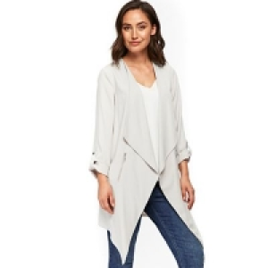 Wallis - Stone zip pocket waterfall jacket