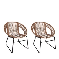 Debenhams  Debenhams - Set of 2 natural round rattan lounge chairs