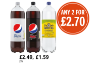 Budgens  BBQ SUMMER: Pepsi Diet, Pepsi Max, R Whites Lemonade £2.49, 