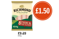 Budgens  Richmond Sausages, Was £2.29
