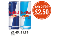 Budgens  Red Bull, Sugar Free, £1.45, £1.39