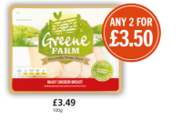 Budgens  Greene Farm Sliced Roast Chicken Breast, Was £3.49