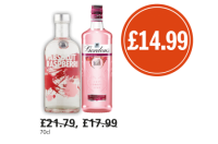 Budgens  Absolut Vodka Raspberri, Gordons Pink Gin Was £21.79, £17.99