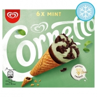 Tesco  Cornetto Mint Ice Cream Cone 6 Pack 540Ml