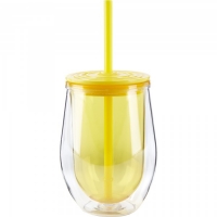 JTF  Drink Cup Plastic with Straw Yellow 320ml
