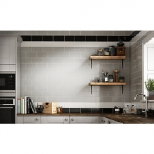 Wickes Cosmopolitan Black Ceramic Tile 200 x 100mm &pound;10.18