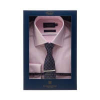 Debenhams  Osborne - Pink dobby textured tailored fit shirt and tie set