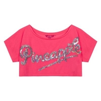 Debenhams  Pineapple - Girls pink sequinned logo crop top