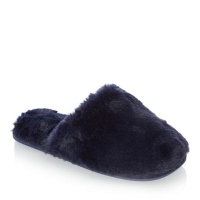 Debenhams  Lounge & Sleep - Navy faux fur mule slippers