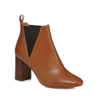 Debenhams  Faith - Tan leather Benji high block heel ankle boots