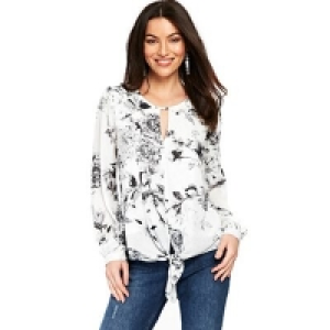 Wallis - Mono floral tie front top