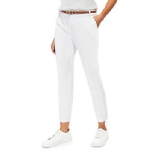 Wallis - Petite white belted trousers